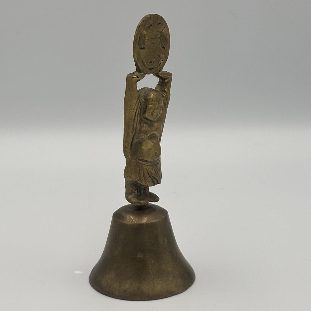 VINTAGE‎ BRASS BUDDHA BELL TRIUMPHANT BUDDA FIGURINE LUCKY BELL - Picture 7 of 12